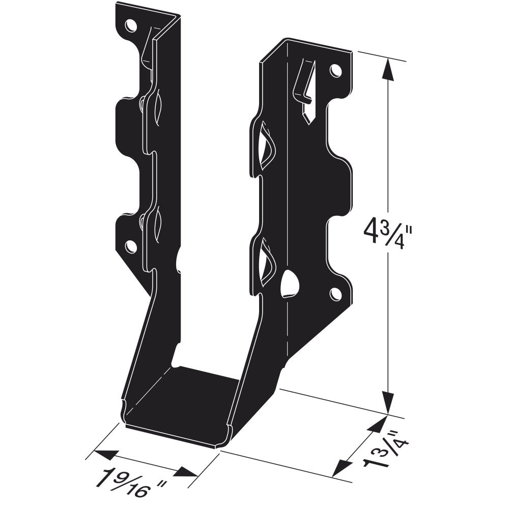 Simpson LUS26PC Outdoor Accents LUSPC ZMAX, Black Powder-Coated Face-Mount Joist Hanger for 2x6