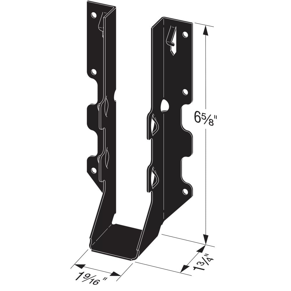 Simpson LUS28PC Outdoor Accents LUSPC ZMAX, Black Powder-Coated Face-Mount Joist Hanger for 2x8