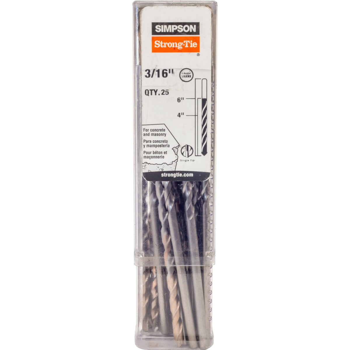 Simpson 3/16" x 6" Straight Shank Drill Bit MDB01806