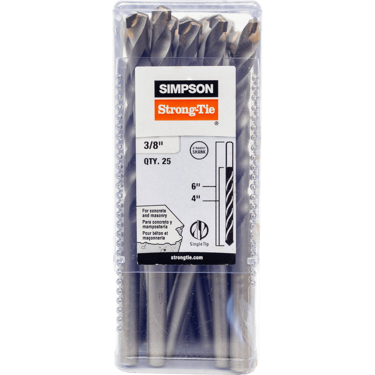 Simpson 3/8" x 6" Straight Shank Drill Bit MDB03706