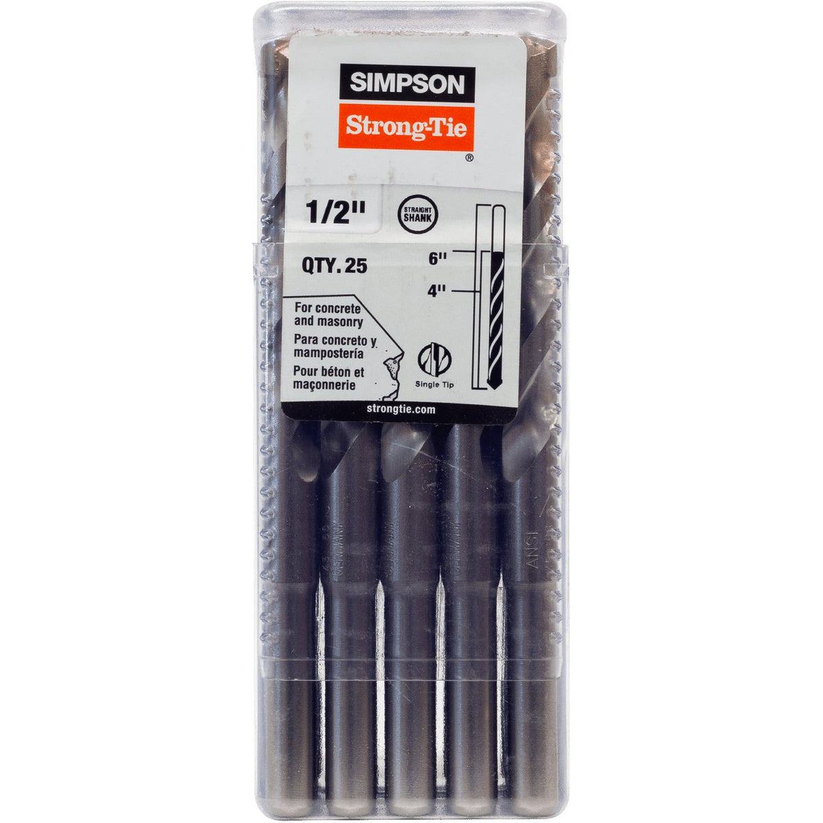 Simpson 1/2" x 6" Straight Shank Drill Bit MDB05006