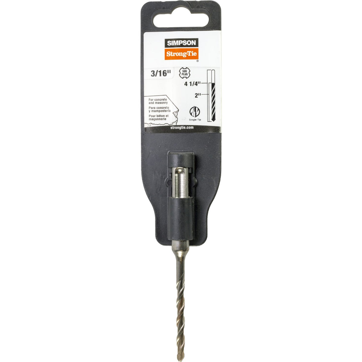 Simpson 3/16" x 4-1/4" 2-Cutter Head SDS-Plus Drill Bit, Carbide