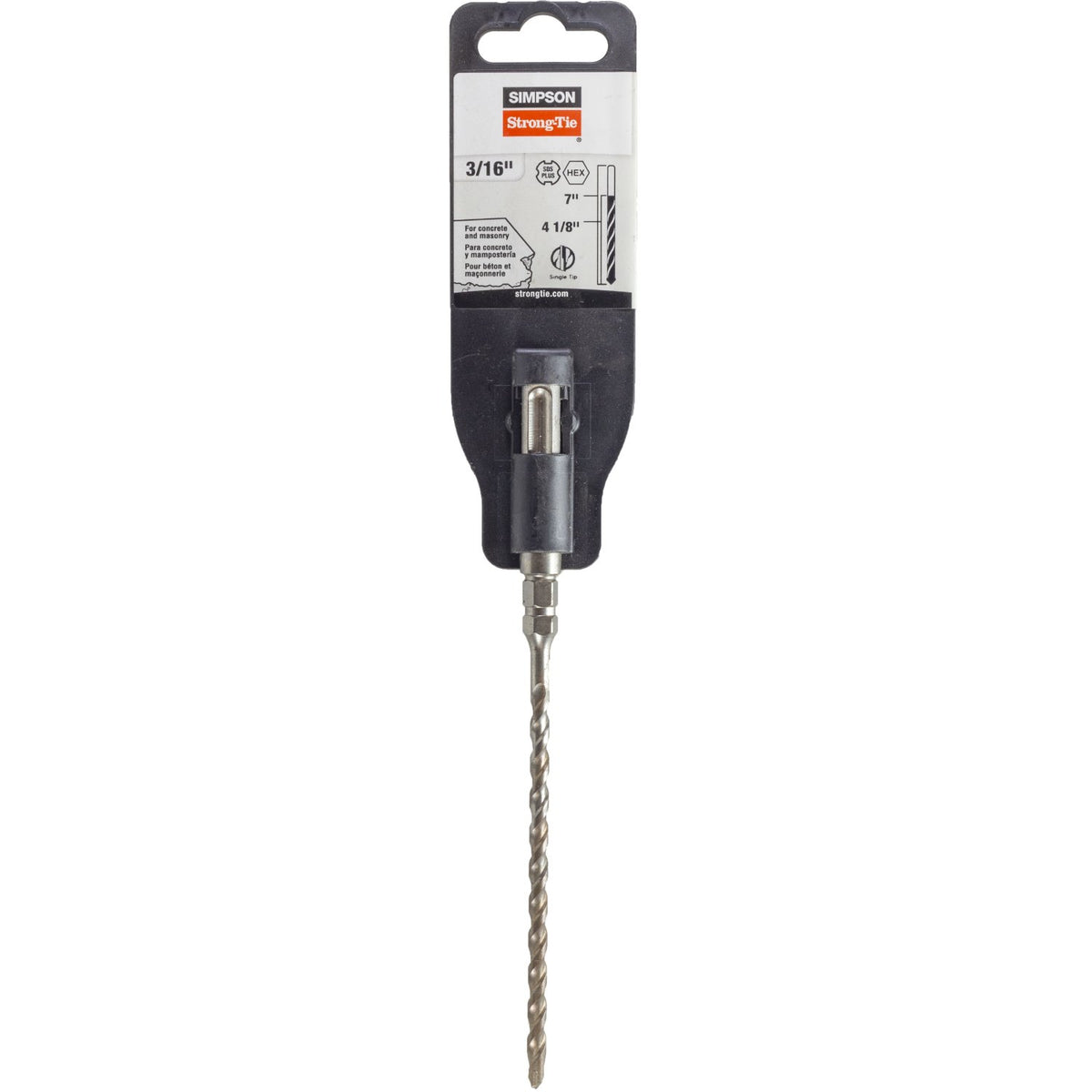 Simpson 3/16" x 7" 2-Cutter Head SDS-Plus Titen Hex Drill Bit, Carbide