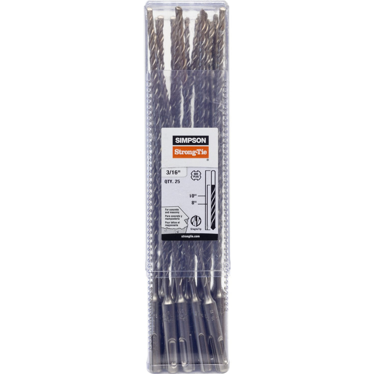 Simpson 3/16" x 10" 2-Cutter Head SDS-Plus Drill Bit, Carbide