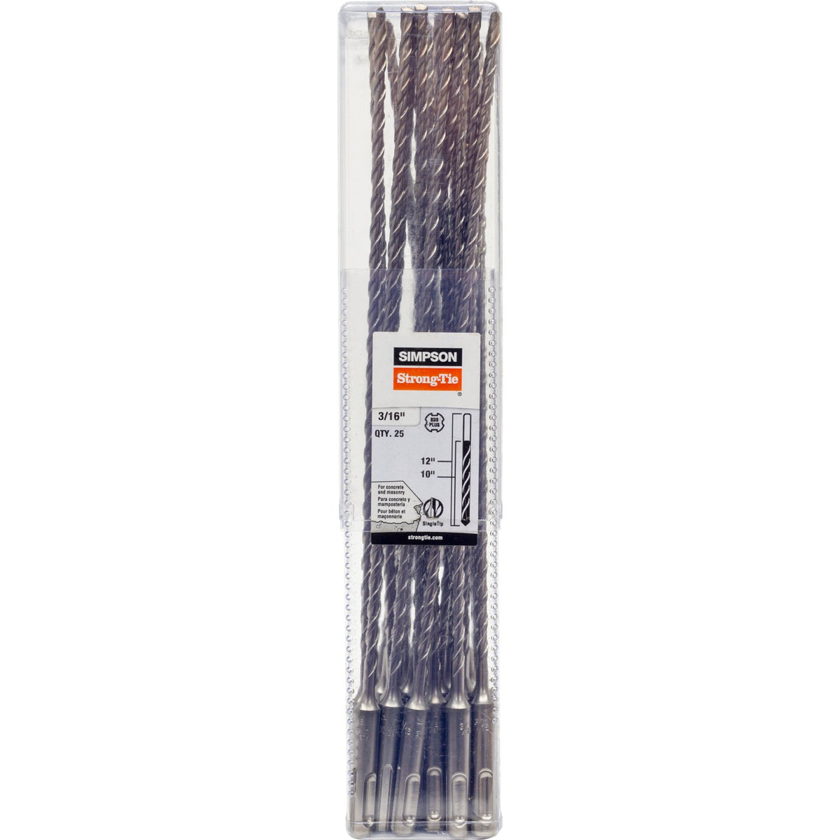 Simpson 3/16" x 12" 2-Cutter Head SDS-Plus Drill Bit, Carbide