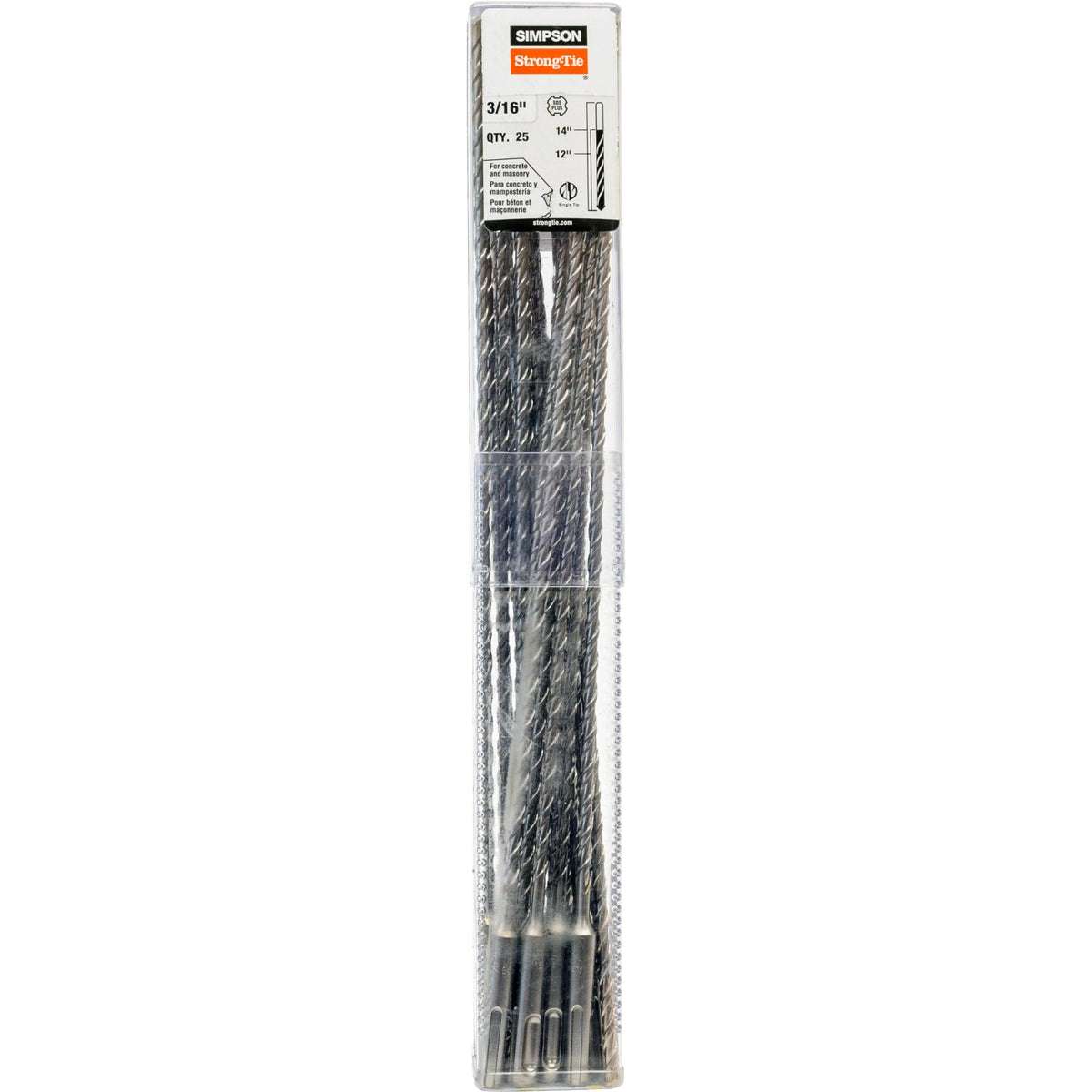 Simpson 3/16" x 14" 2-Cutter Head SDS-Plus Drill Bit, Carbide