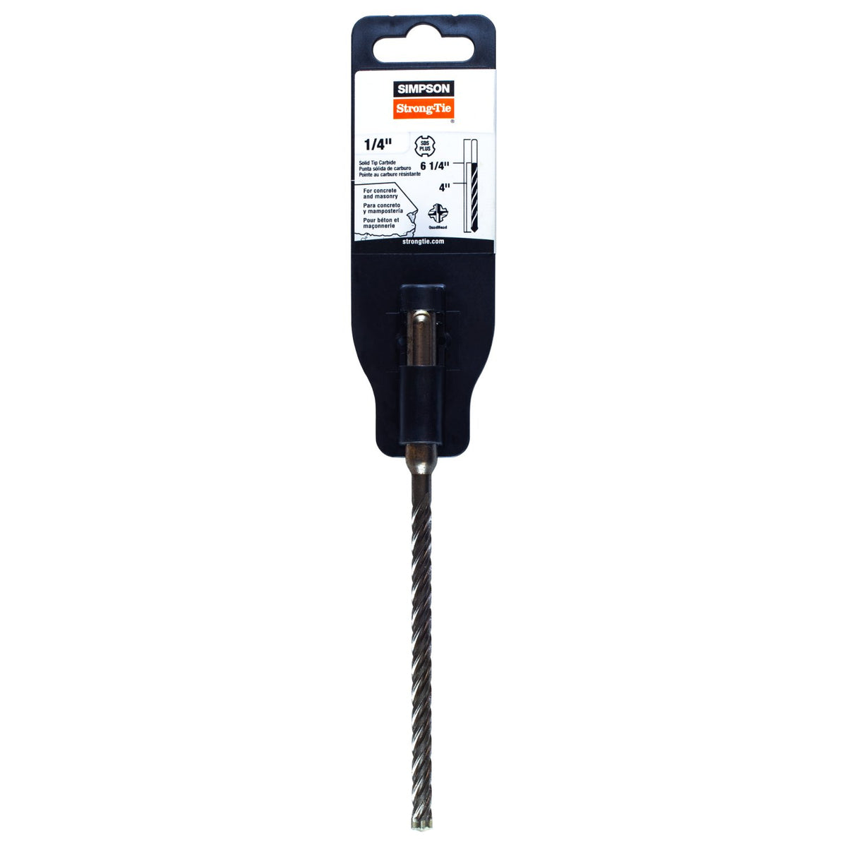 Simpson SDS-Plus Solid-Tip Carbide Drill Bit 1/4 in. x 6-1/4 in. 4 in. Drilling Depth MDPL02506S