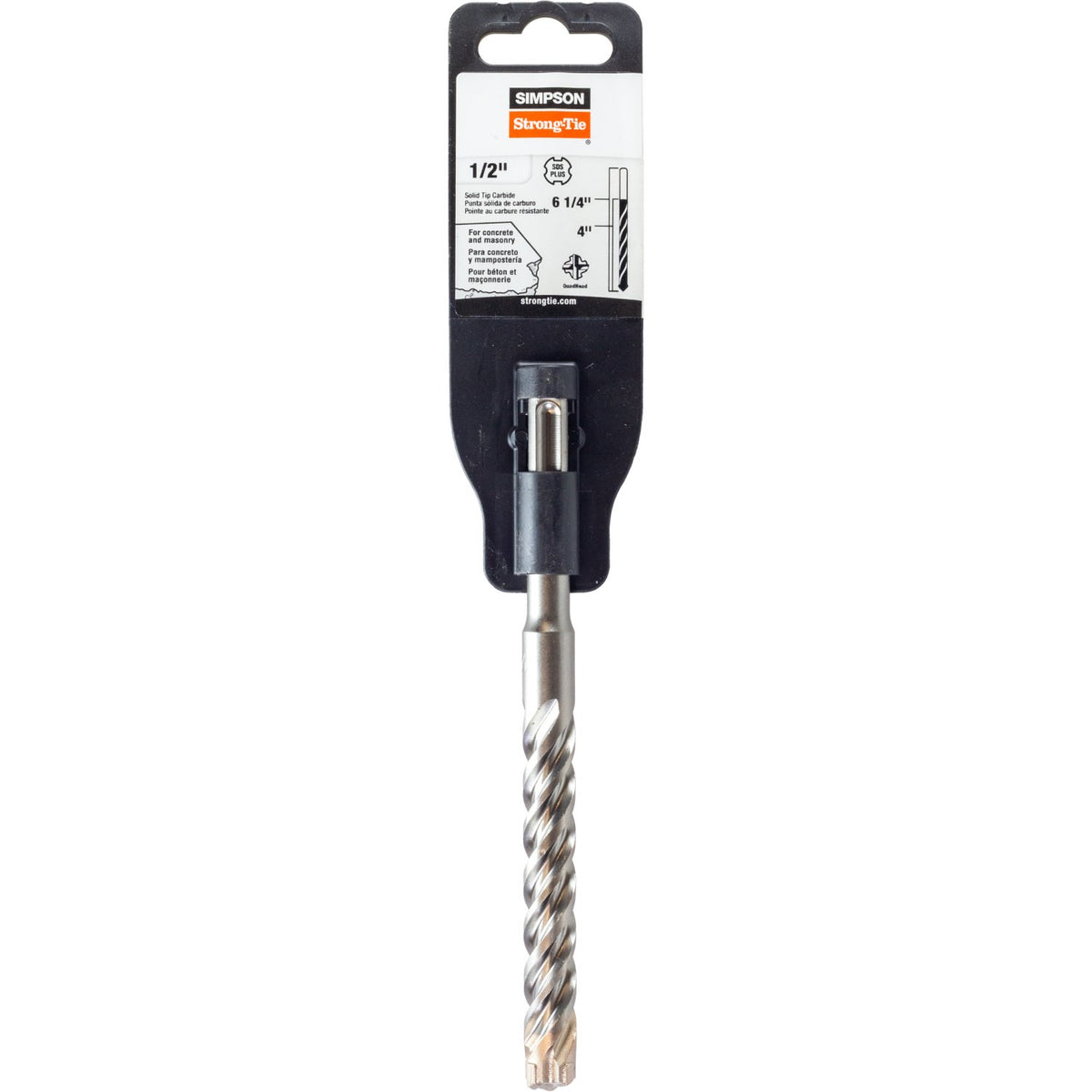 Simpson SDS-Plus Solid-Tip Carbide Drill Bit 1/2 in. x 6-1/4 in. 4 in. Drilling Depth MDPL05006S