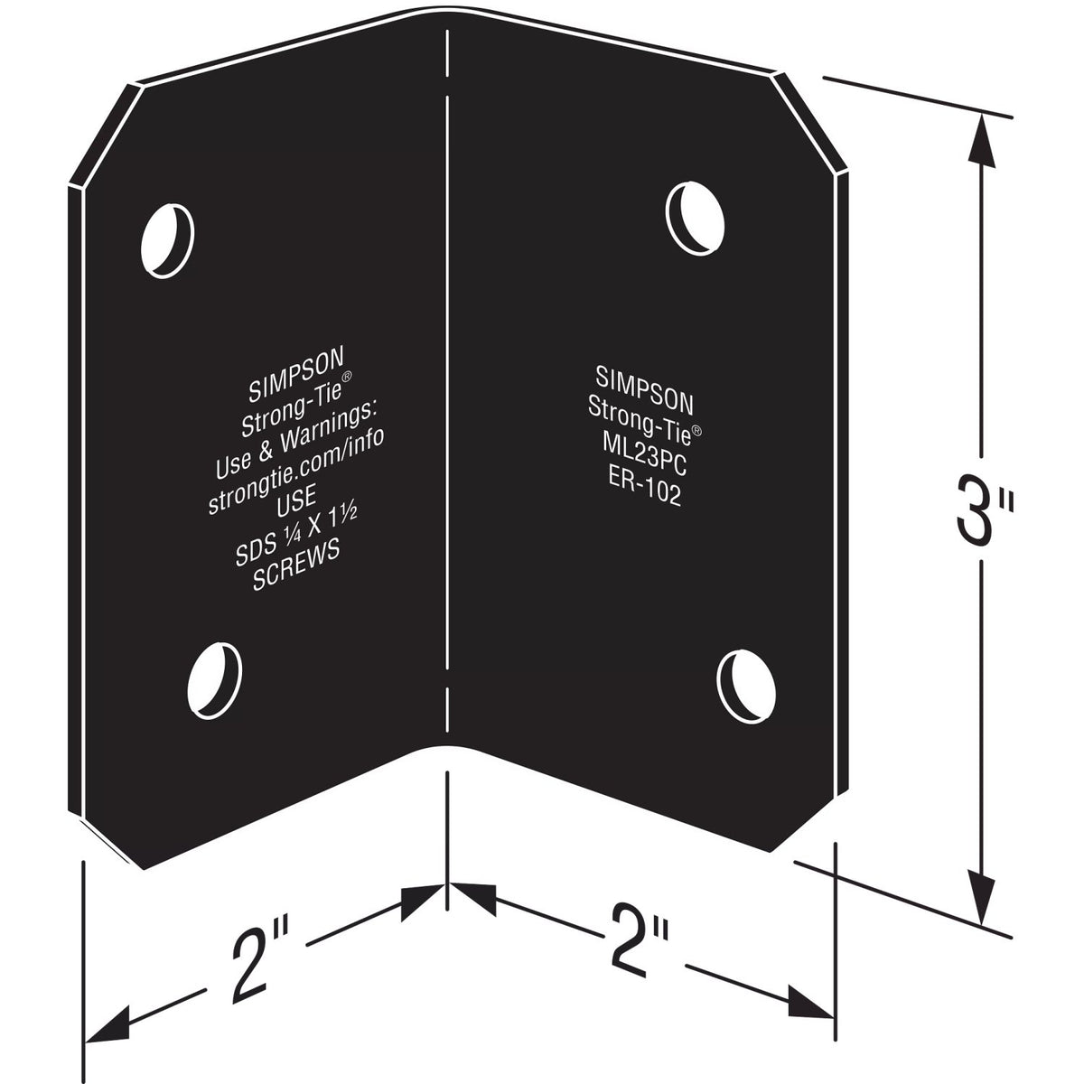 Simpson 2 x 3 Medium L Angle 12-Gauge ZMAX Black Powder-Coated ML23PC