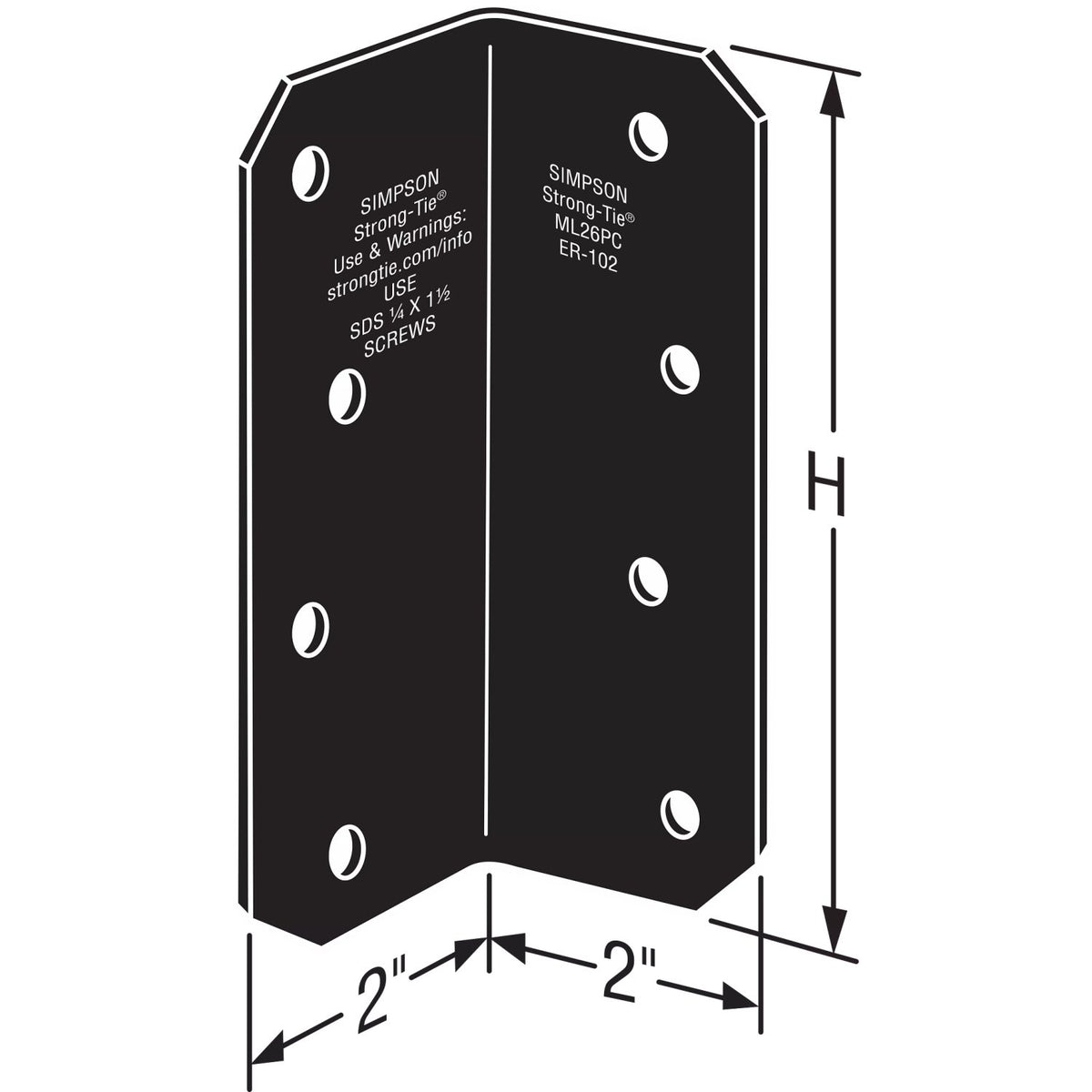 Simpson 2 x 6 Medium L Angle 12-Gauge ZMAX Black Powder-Coated ML26PC