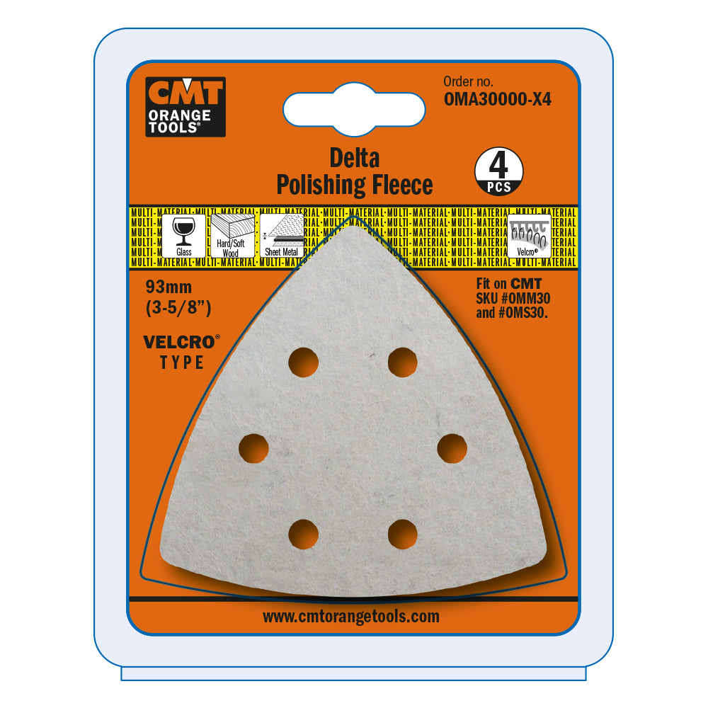 CMT OMA30000-X4 3-5/8" Delta Polishing Fleece. Perforated (4-Pc)