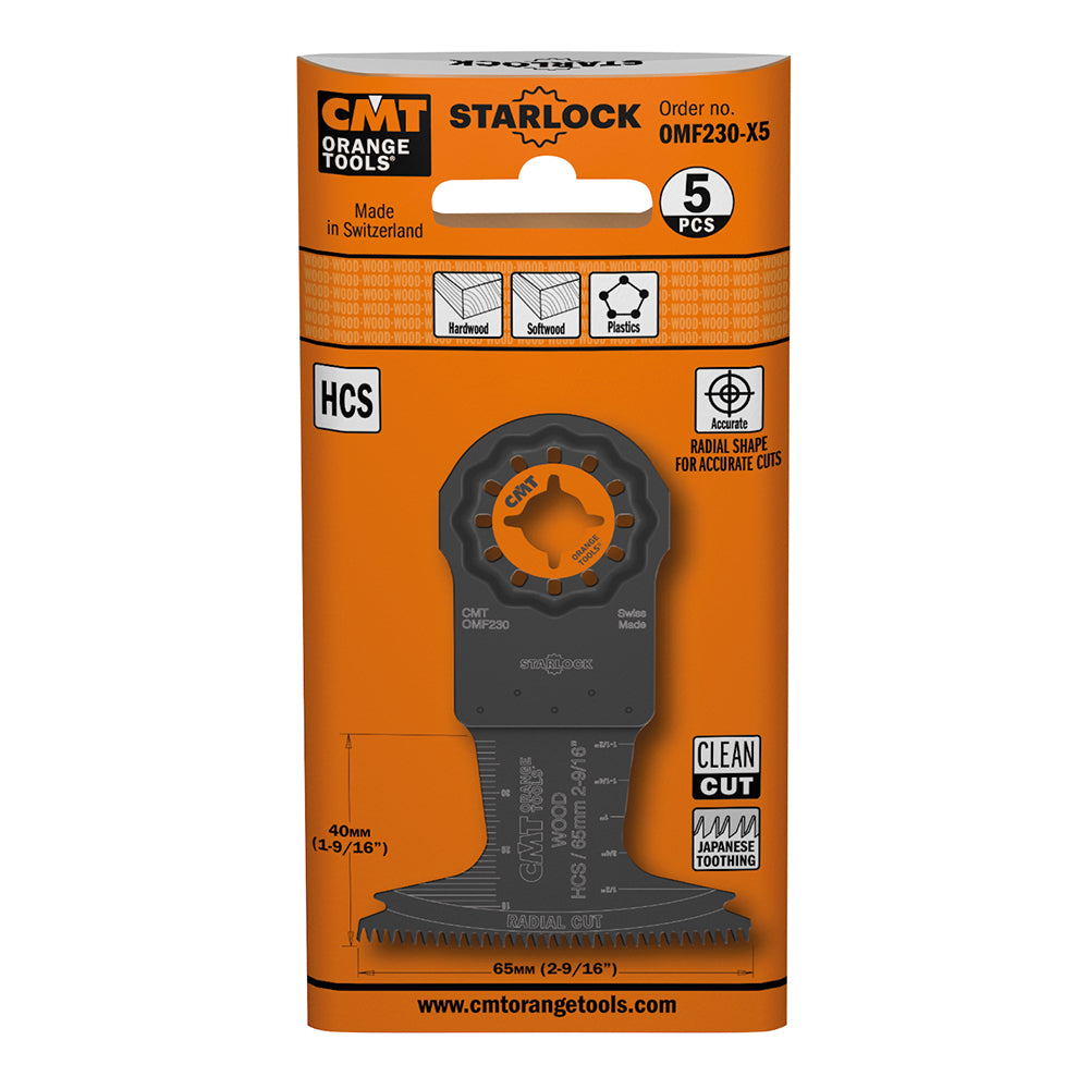 CMT OMF230-X5 2-9/16" Precision Cut Blade w/Japanese Toothing HCS Starlock 5-Pc