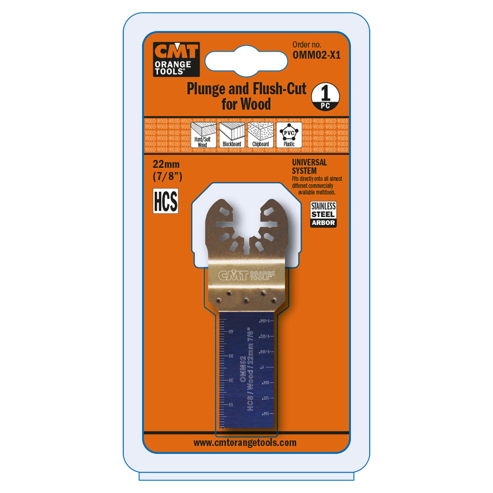 CMT OMM02-X1 7/8" Plunge and Flush-Cut Blade for Wood HCS (1-Pc)