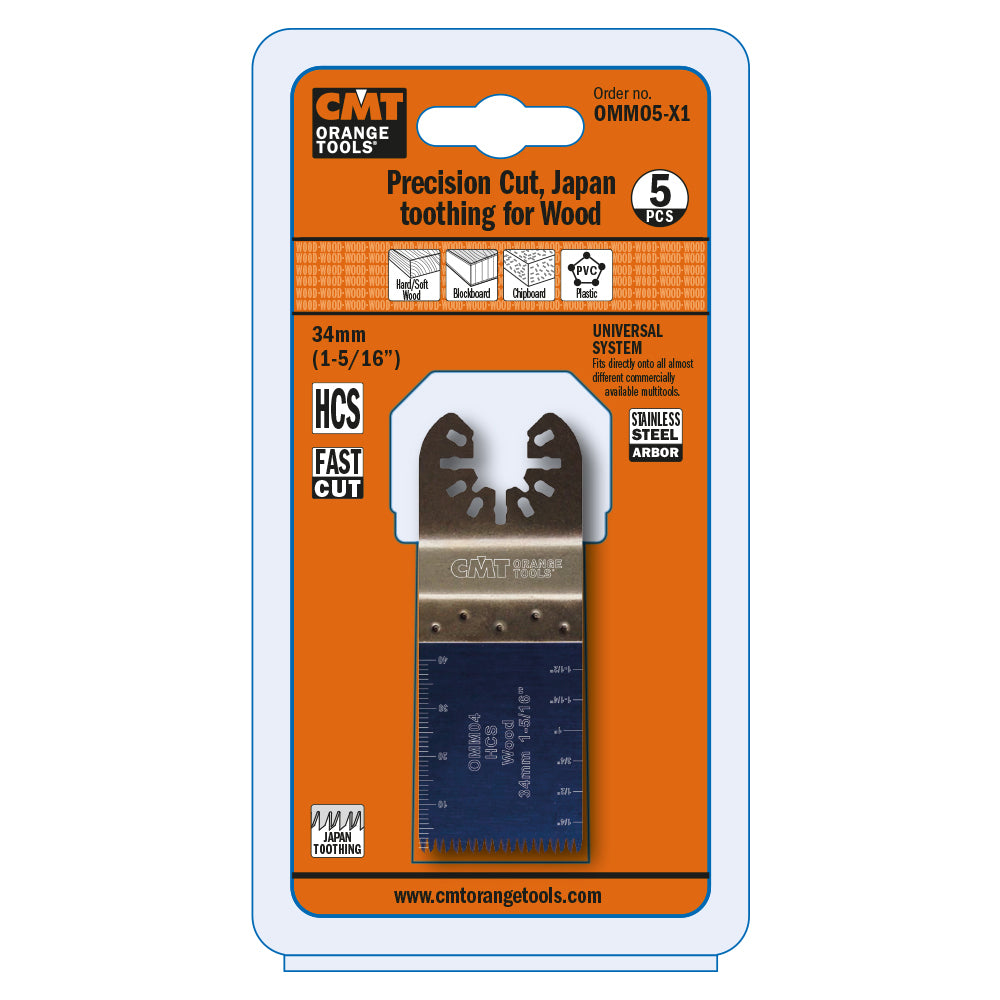 CMT OMM04-X5 1-5/16" Precision Cut Blade Japanese Toothing HCS (5-Pc)