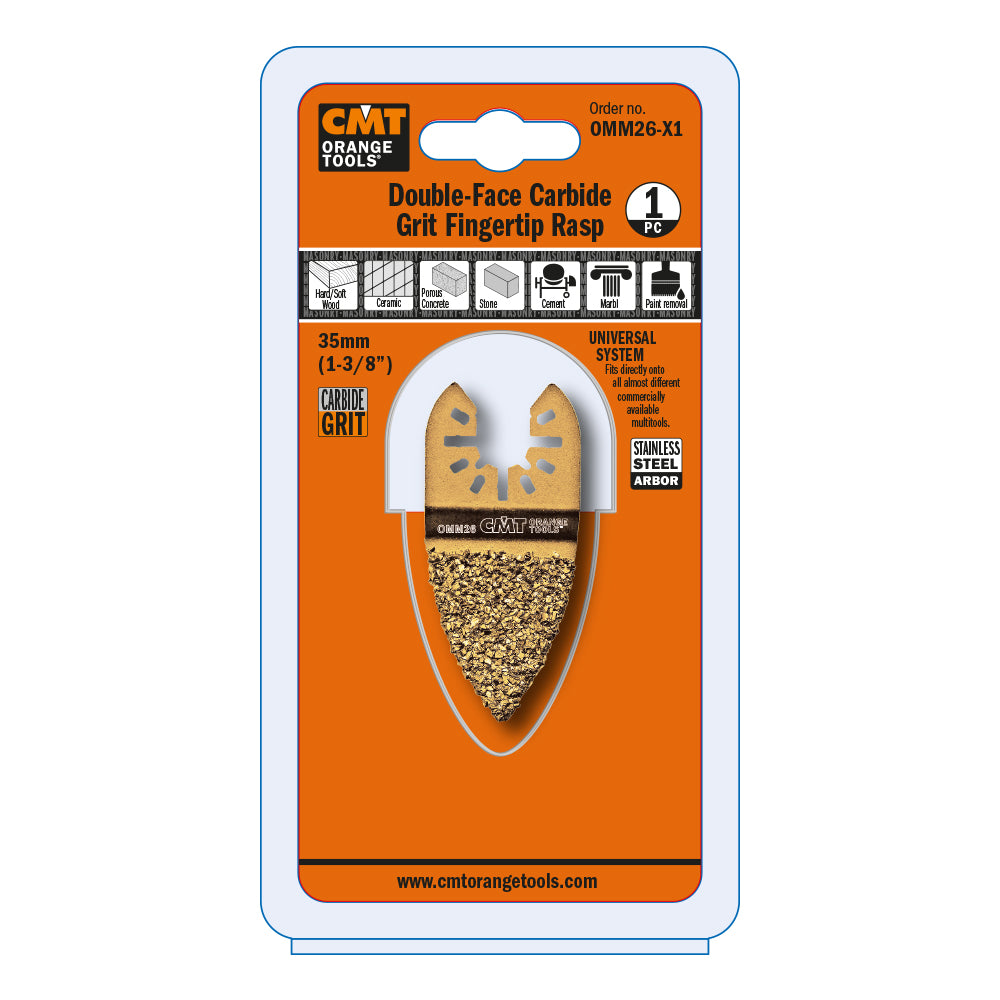 CMT OMM26-X1 1-3/8" Fingertip Rasp Double-Sided Carbide Grit (1-Pc)