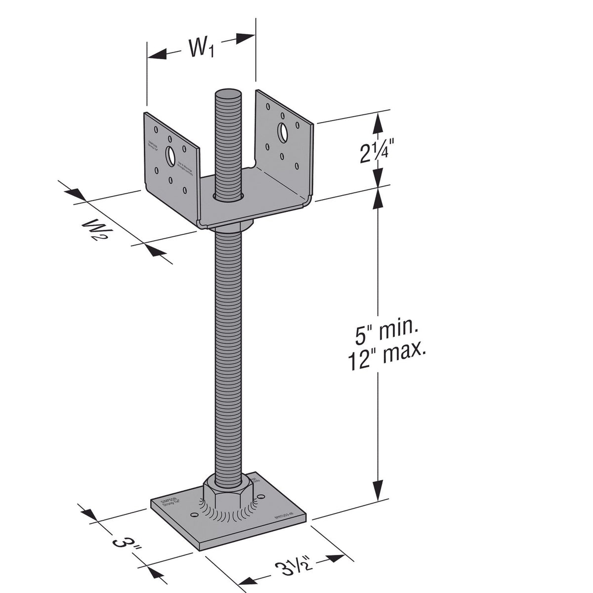 Simpson PPBF44 4x4 Adjustable Porch Post Base