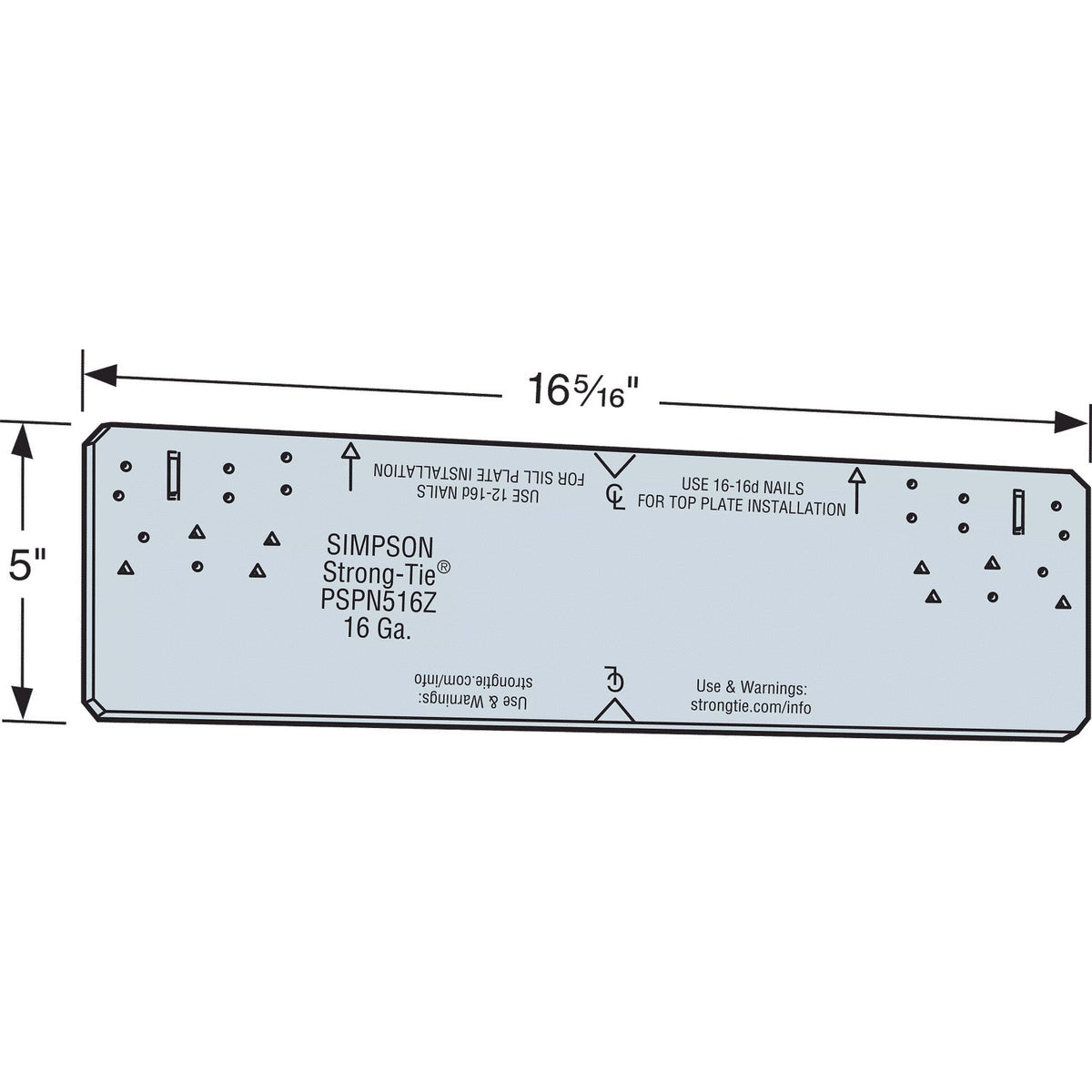 Simpson PSPN516Z 5x16-5/16 Protecting Shield Plate Nail Stopper, ZMAX