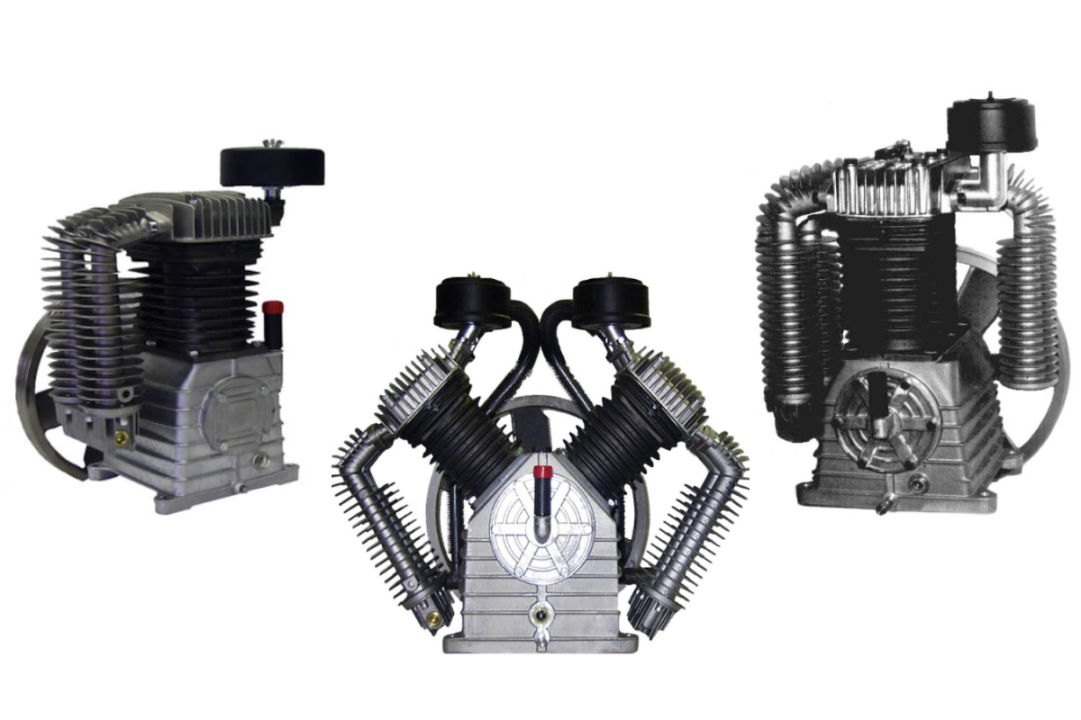 Three air compressors on a white background
