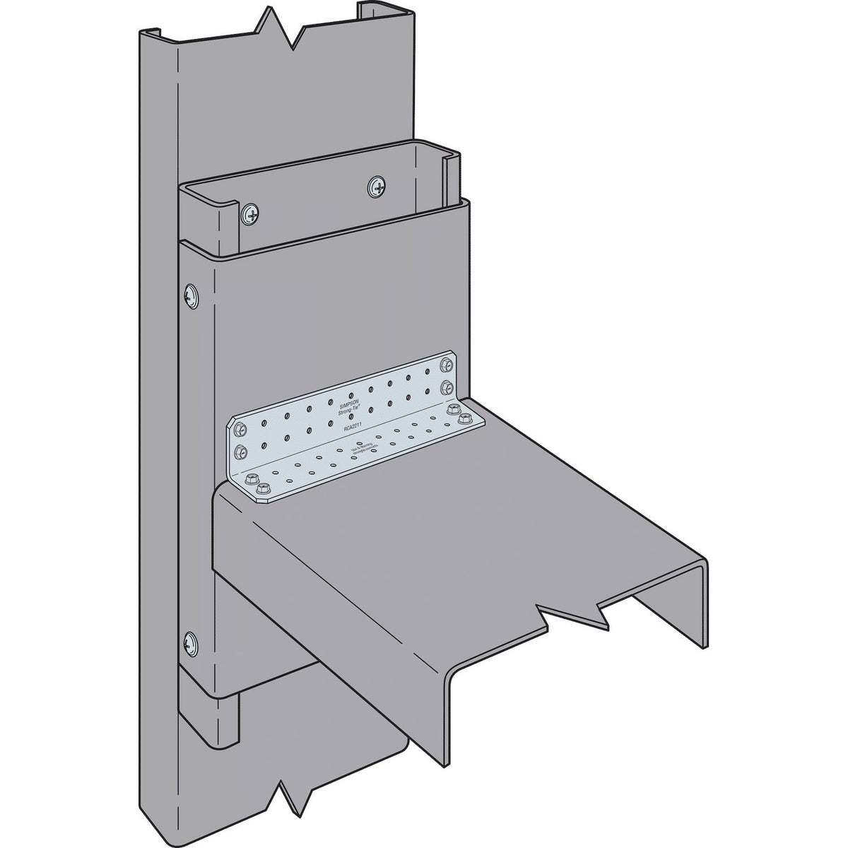 Simpson RCA2211/97 Rigid Connector Angle 2x2x11 in 12-Ga G90 Galv Cold-Formed Steel L-Clip 30-Pk
