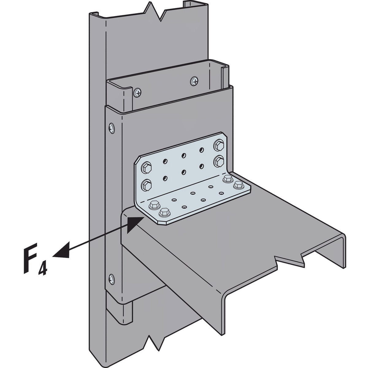 Simpson RCA227/68-R55 Rigid Connector Angle 2x2x7 in 14-Ga Galvanized Steel 55-Pack