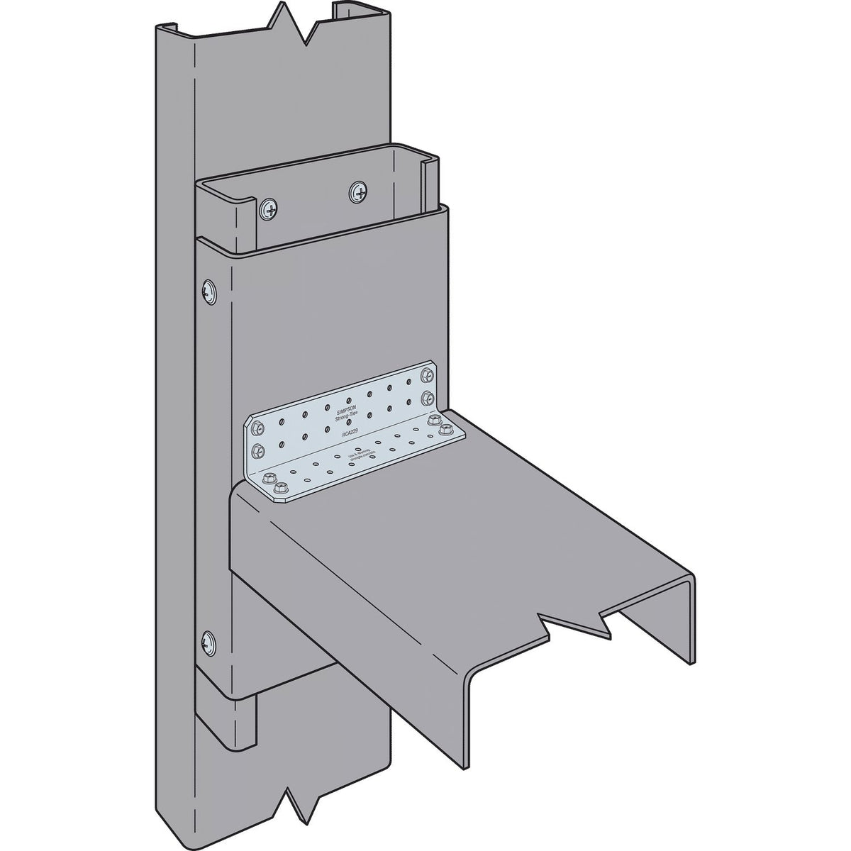 Simpson RCA229/97 Rigid Connector Angle 2x2x9 in 12-Ga G90 Galvanized Steel 35-Pack