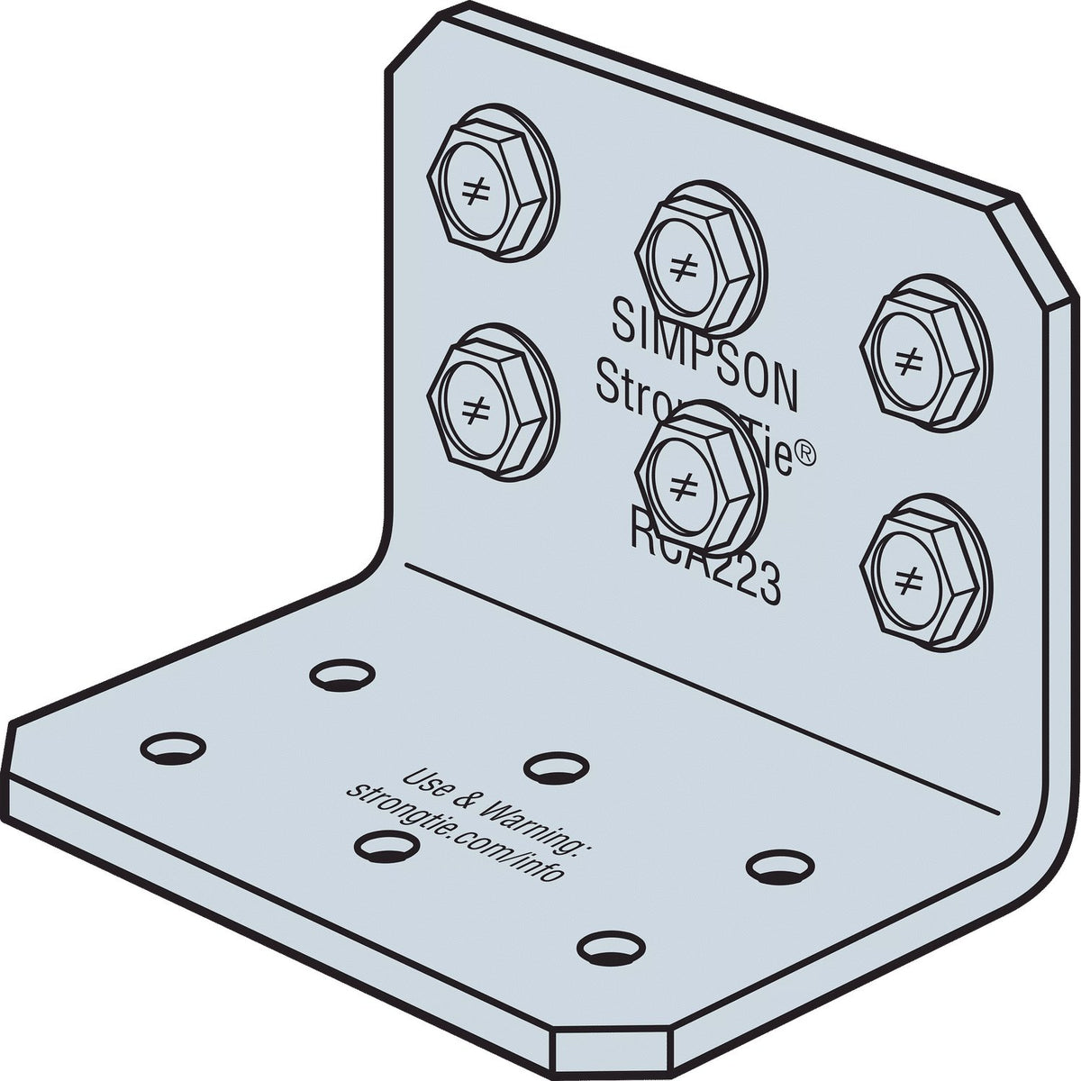 Simpson RCA333/68 Rigid Connector Angle 3x3x3 in 14-Ga Galvanized G90 Steel 85-Pack