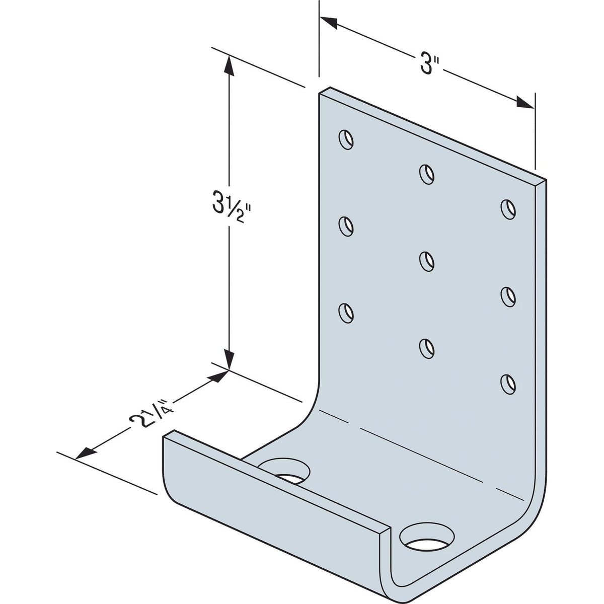 Simpson RCKW3D-R10 3-in Two-Anchor Kneewall Connector Clip 7 Ga G90 Galvanized 10-Pack