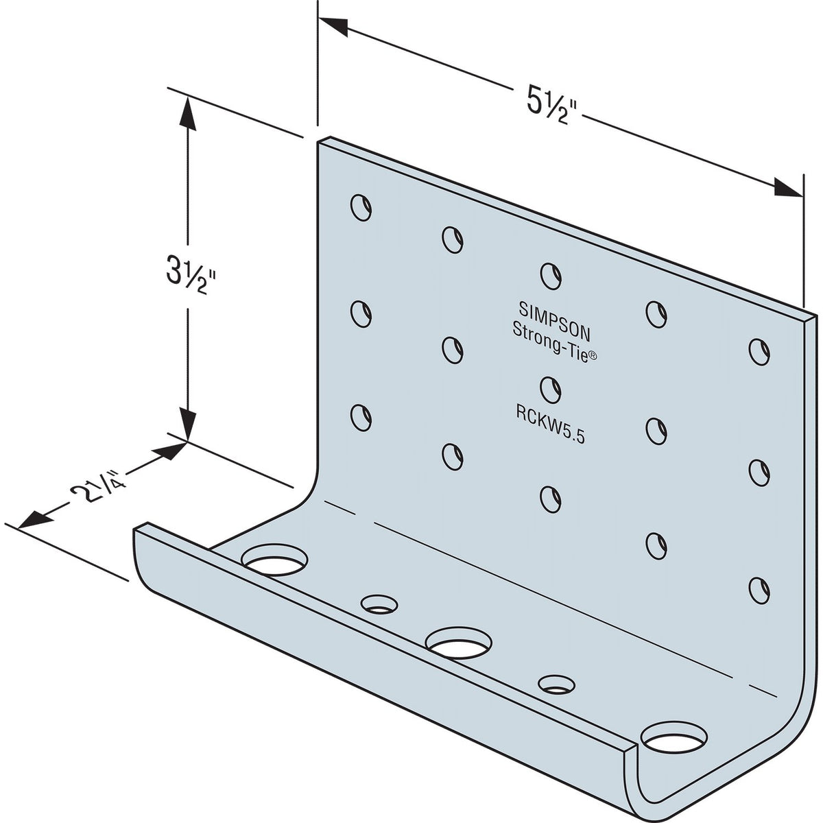 Simpson RCKW5.5-R10 5.5 in. Kneewall Connector Clip 7 Ga G90 Galvanized 10-Pack