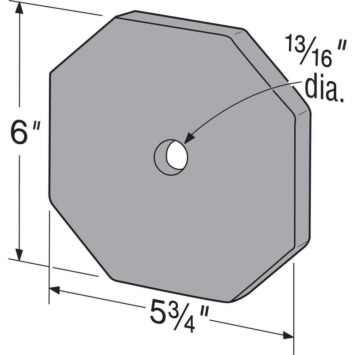 Simpson RP6HDG Steel Retrofit Plate Hot-Dip Galvanized 6X5-3/4, 3/8" Dia.