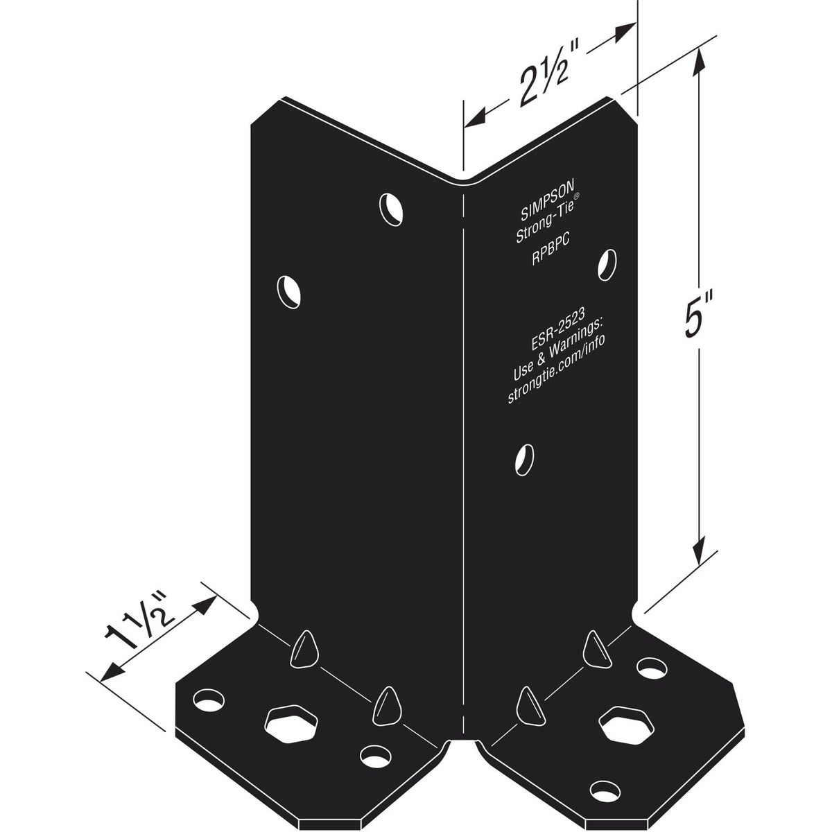 Simpson Retrofit Post Base for Double 2x4 ZMAX Black Powder-Coated RPBPC