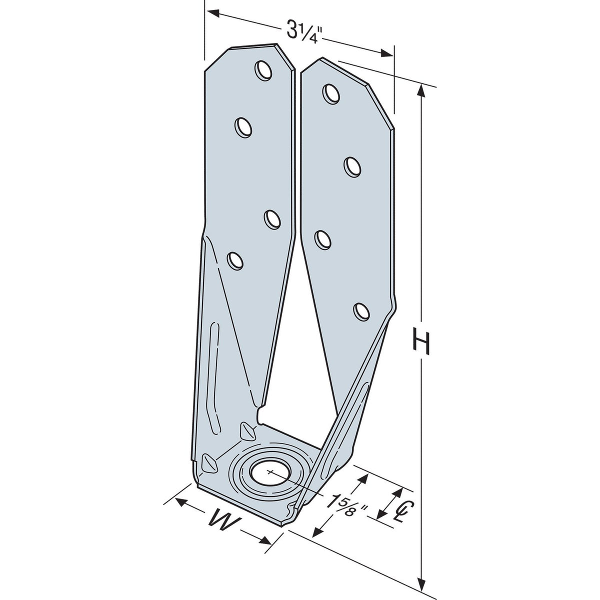 Simpson S/DTT2Z Light Tension Tie For Steel - Zmax Finish