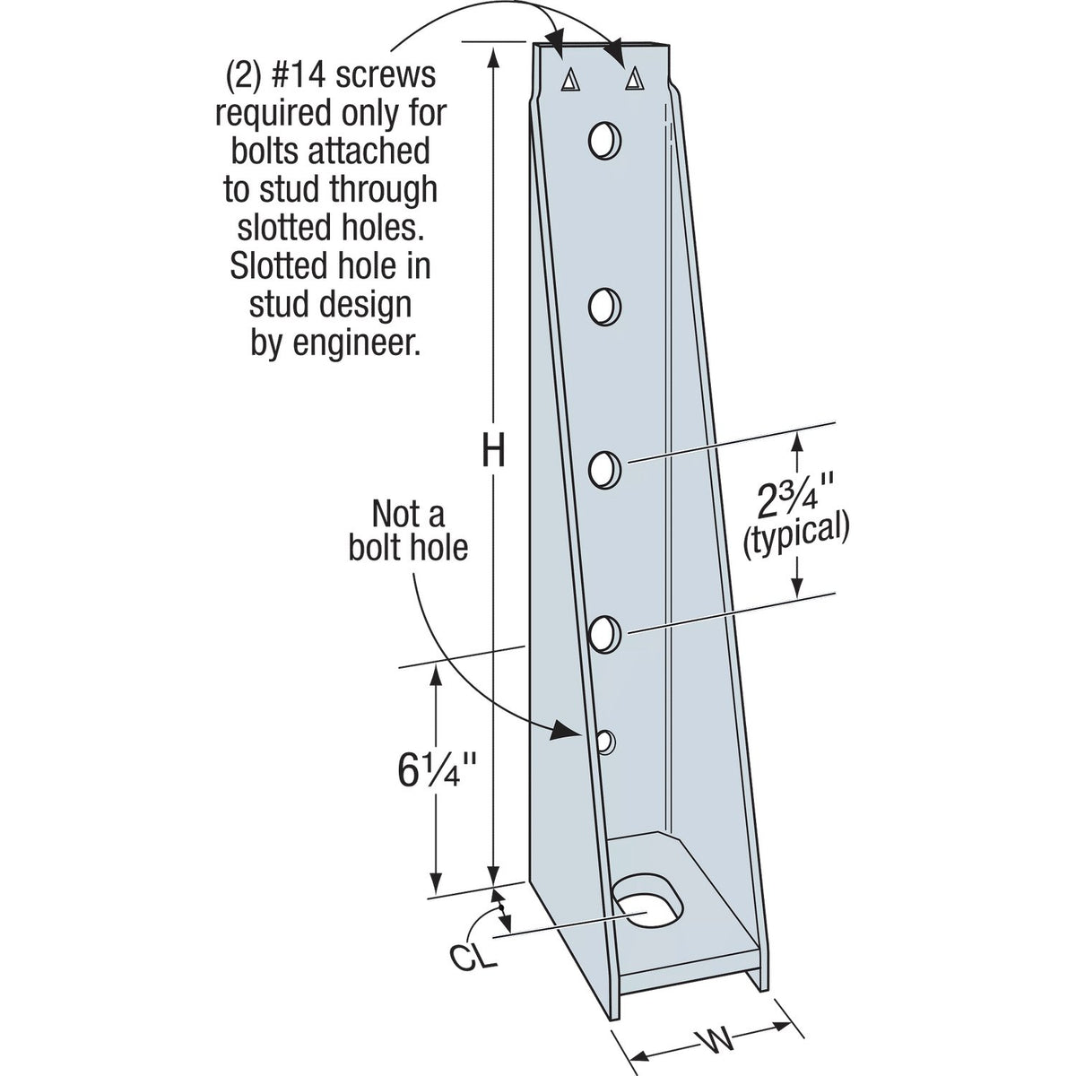 Simpson S/HD8B S/HDB Light Ga Steel Bolted Holdown 11 in. 10 Ga Gray Paint