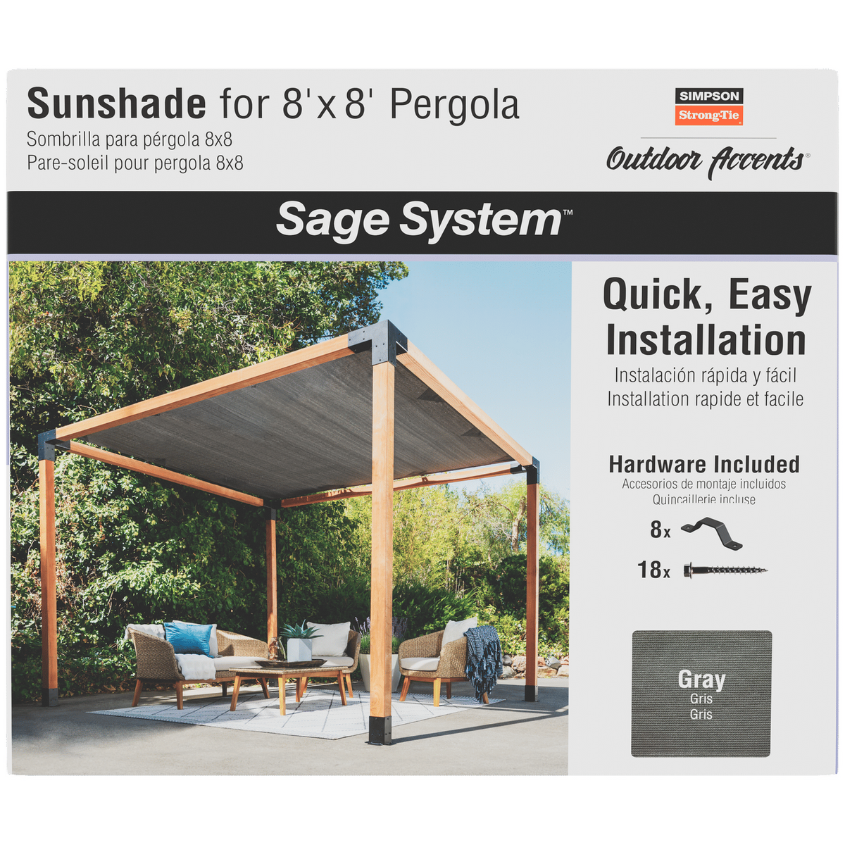SAGE-SHADE8X8G what's included