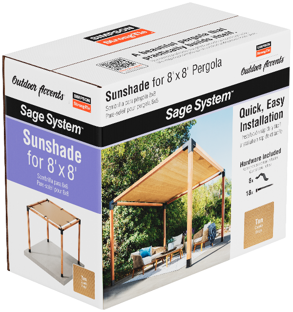 SAGE-SHADE8X8T 8x8 sunshade tan in the package