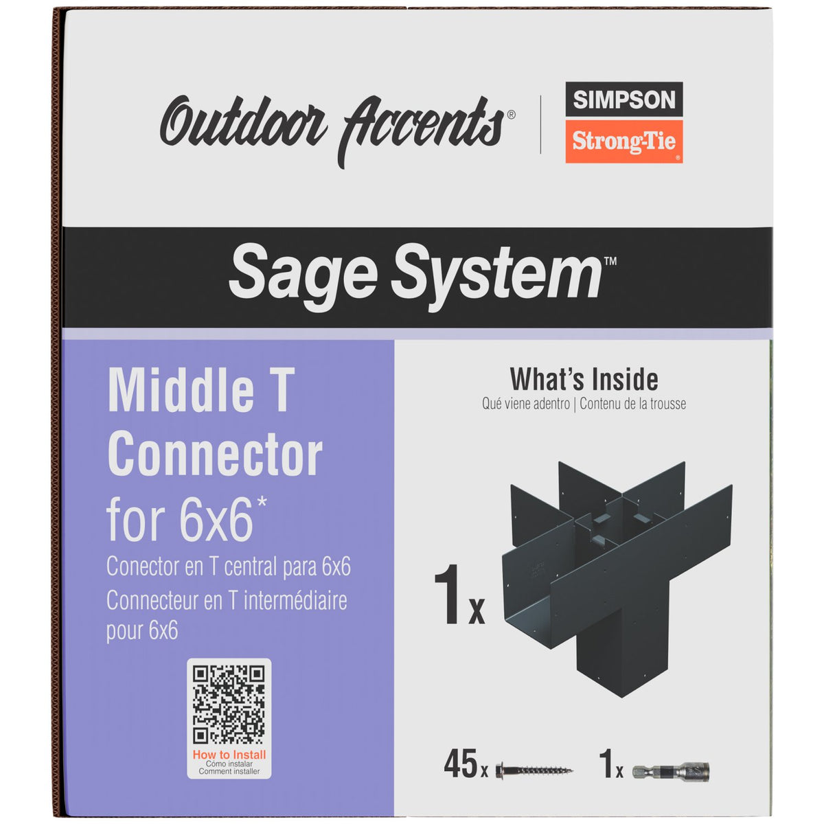 Box of Simpson Strong-Tie Sage System Middle T Connector packaging