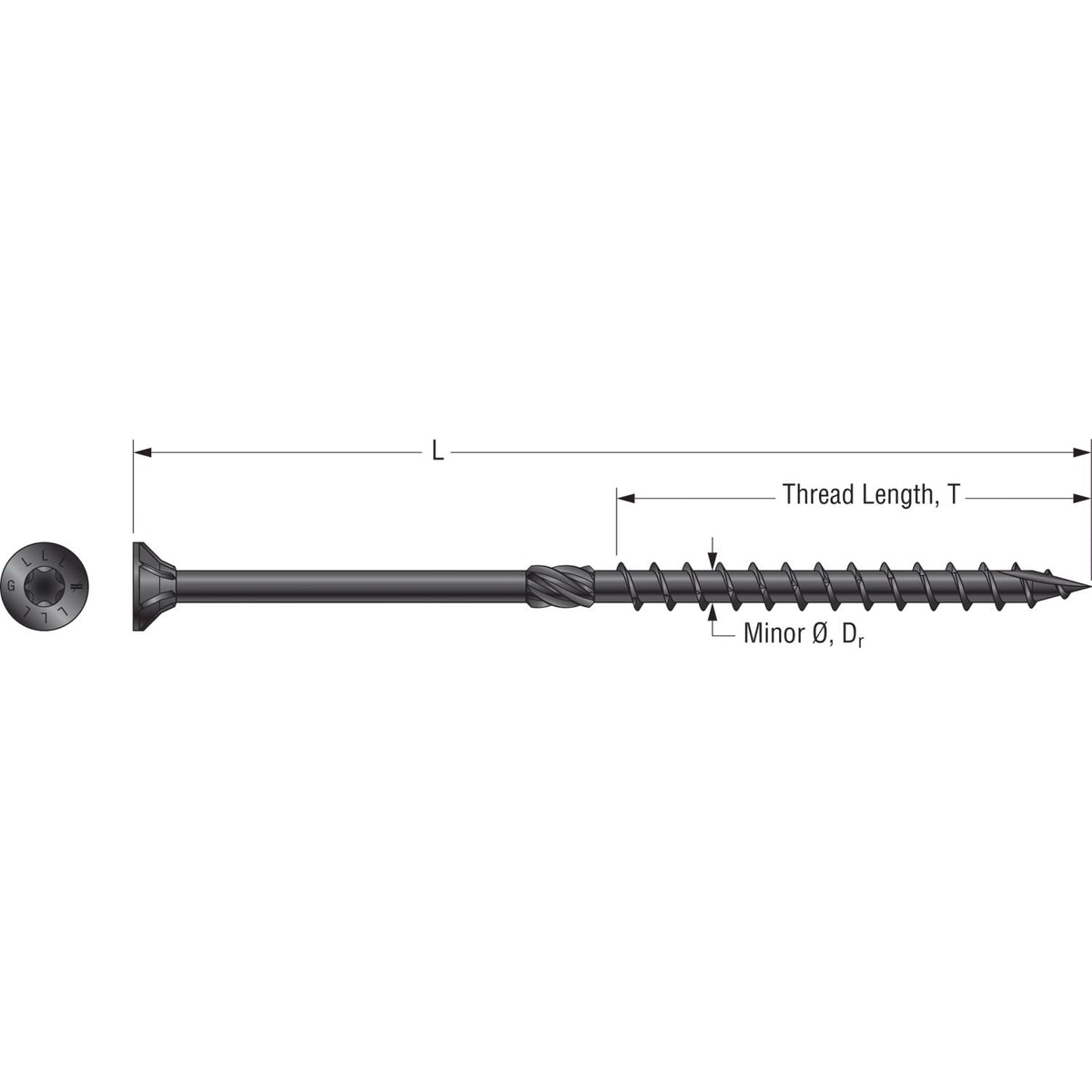 Simpson Strong-Drive SDCP TIMBER-CP Screw - 10 mm x 200 mm, Black E-Coat