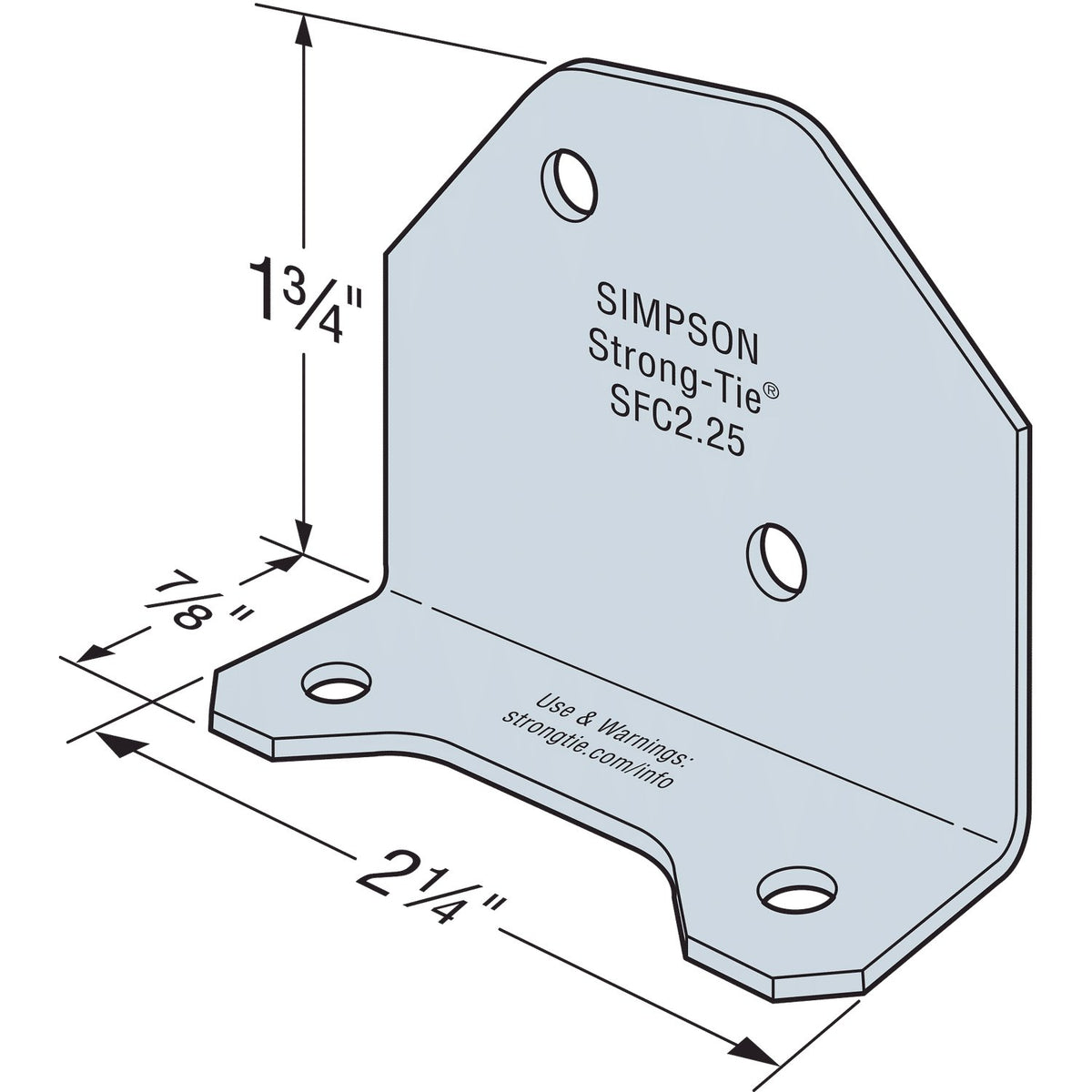 Simpson SFC2.25 Steel Framing Connector 2-1/4 in 16 Ga G90 Galv CFS Stud-to-Stud Utility Clip 300-Pk