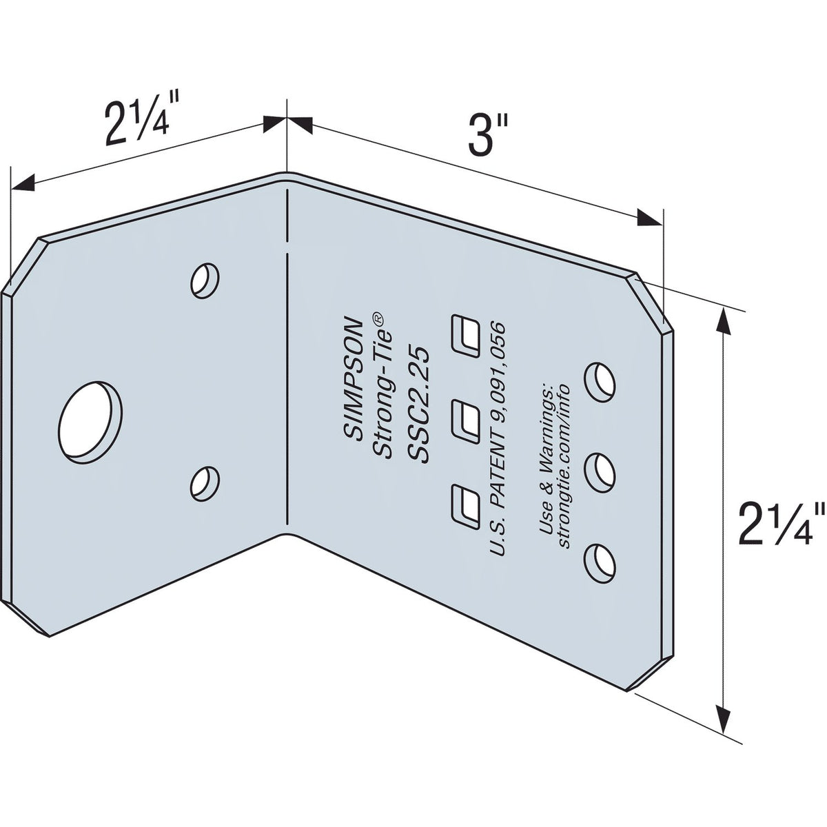 Simpson SSC2.25-R125 Steel Stud Clip 2-1/4 in. 14-Ga G90 Galv Cold-Formed Steel Connector 125-Pk