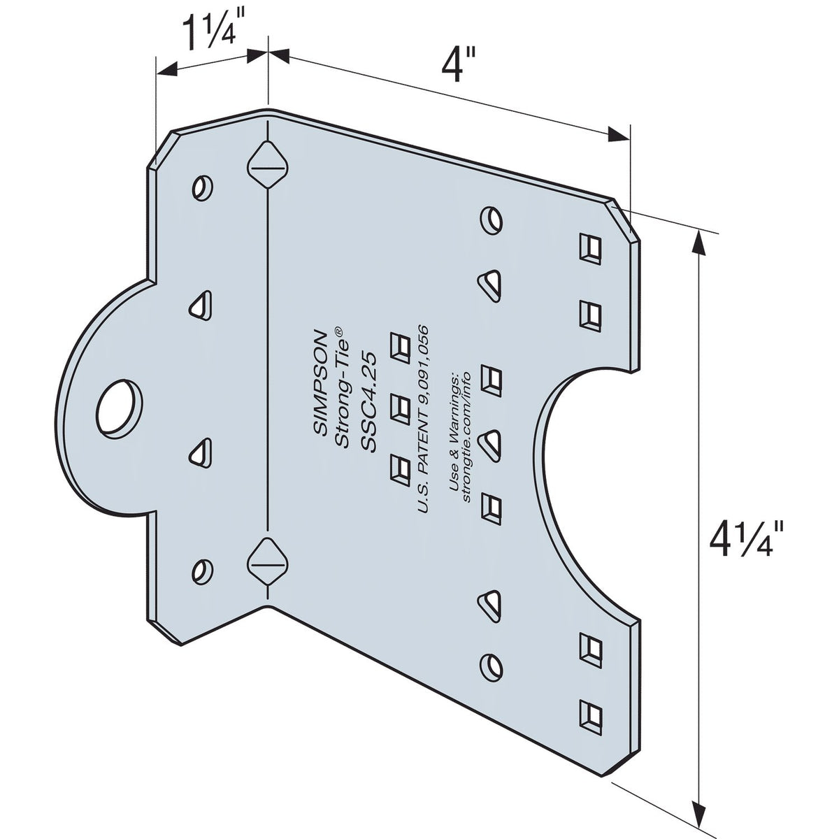 Simpson SSC4.25-R50 Steel Stud Clip 4-1/4 in 14-Ga Galvanized Cold-Formed Steel Connector 50-Pack