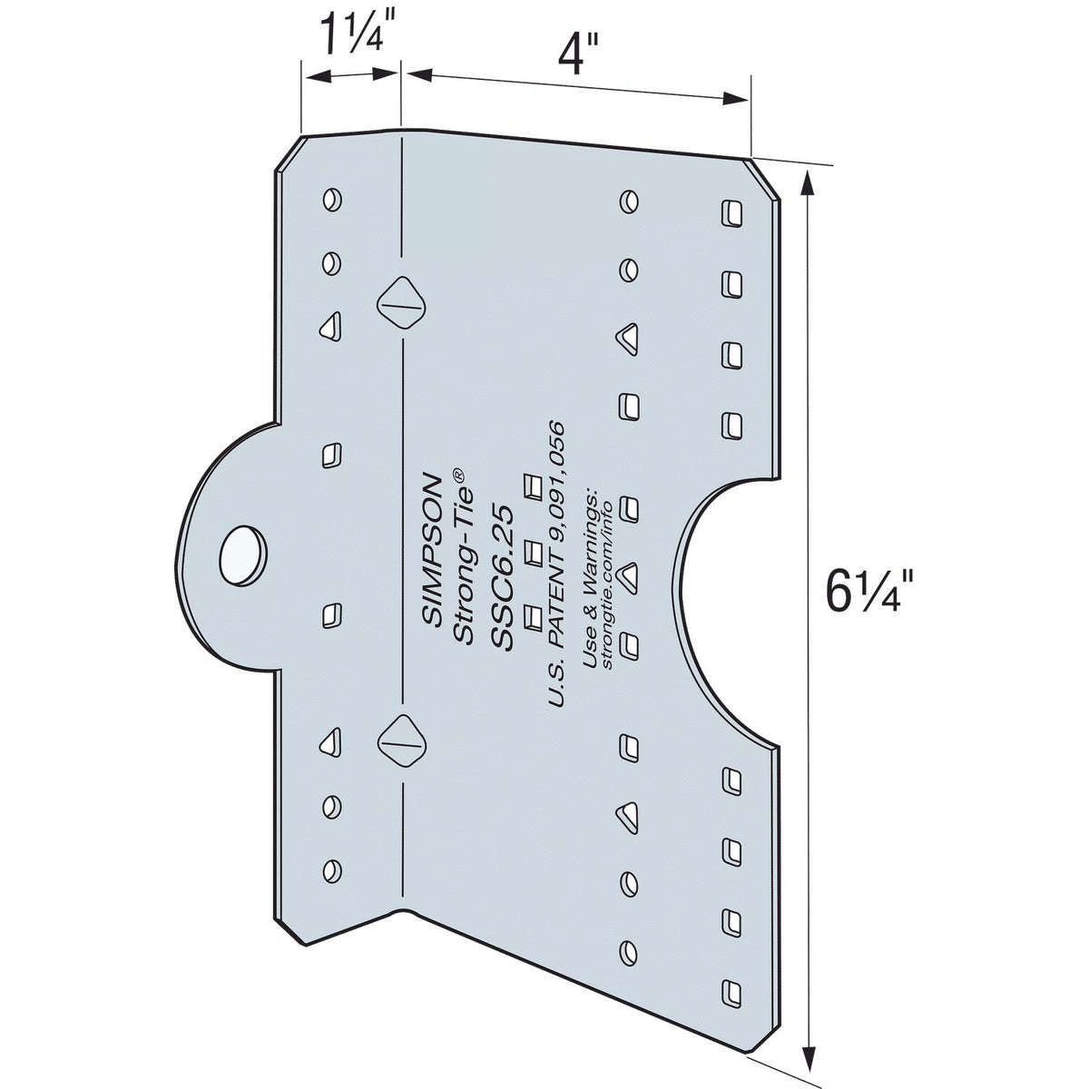 Simpson SSC6.25-R30 Steel Stud Clip 6-1/4 in. 14-Ga G90 Galv Cold-Formed Steel Connector 30-Pk