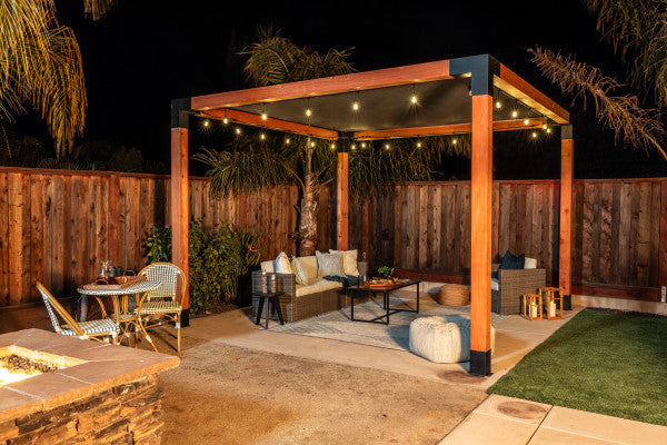 Sage system pergola at night