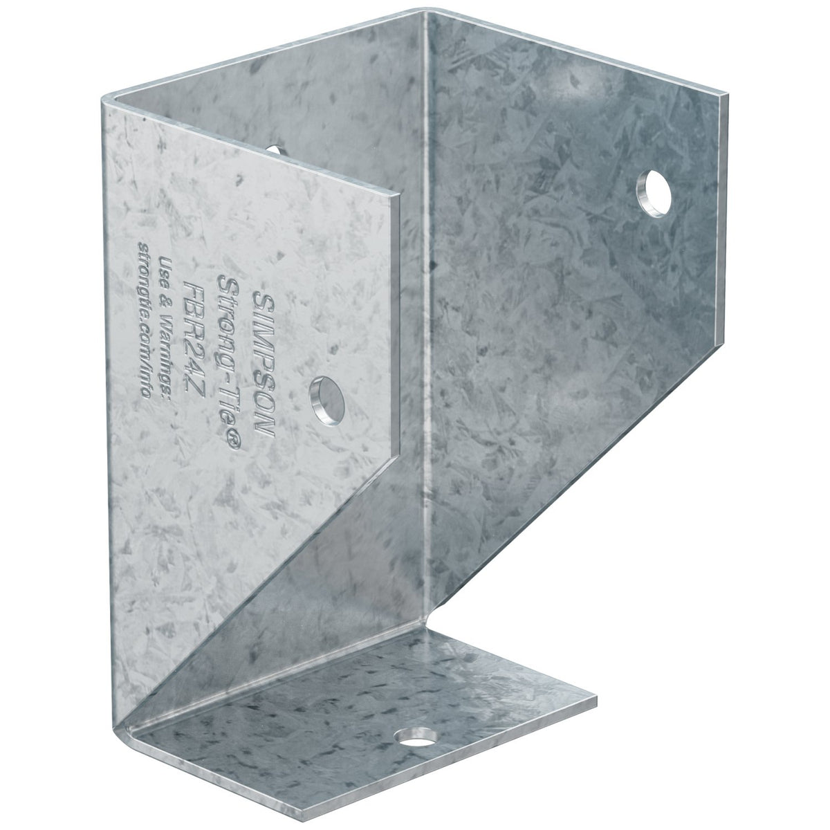 Metal bracket with a visible brand label on a white background