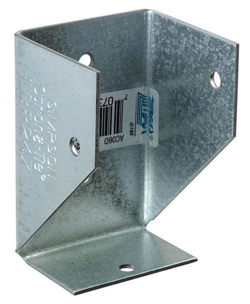 Metal bracket with a visible brand label on a white background