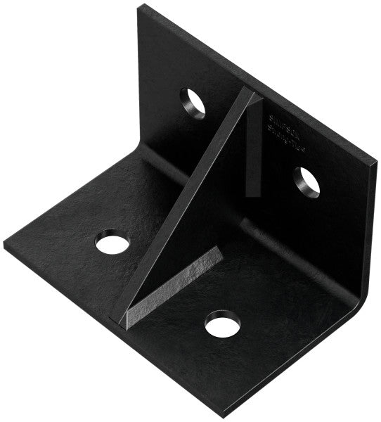 Black metal corner brace on a white background
