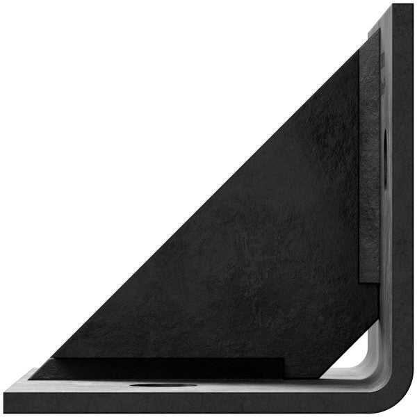 Black angle bracket on a white background