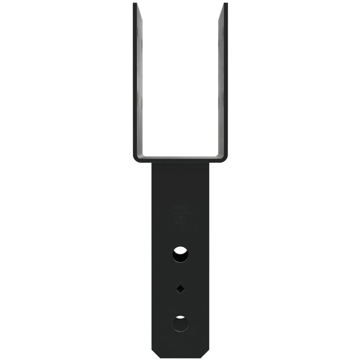Black metal bracket on a white background