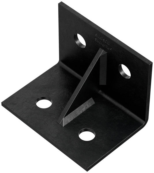 Black metal corner brace on a white background