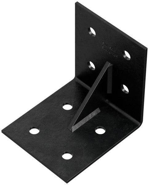 Black metal corner bracket on a white background