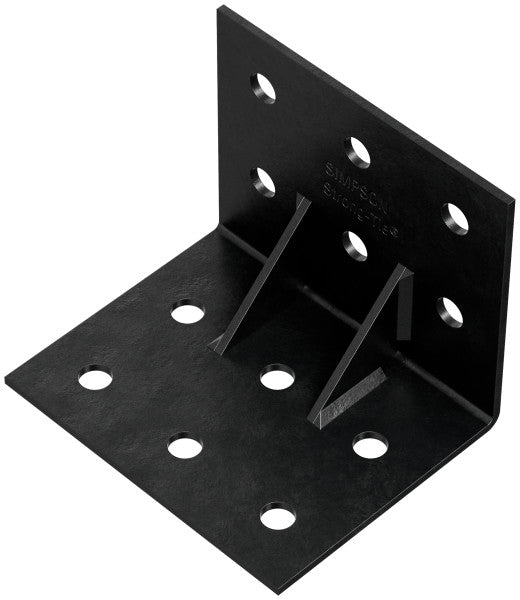 Black metal corner brace on a white background