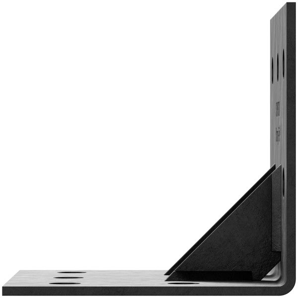 Black metal bracket on a white background